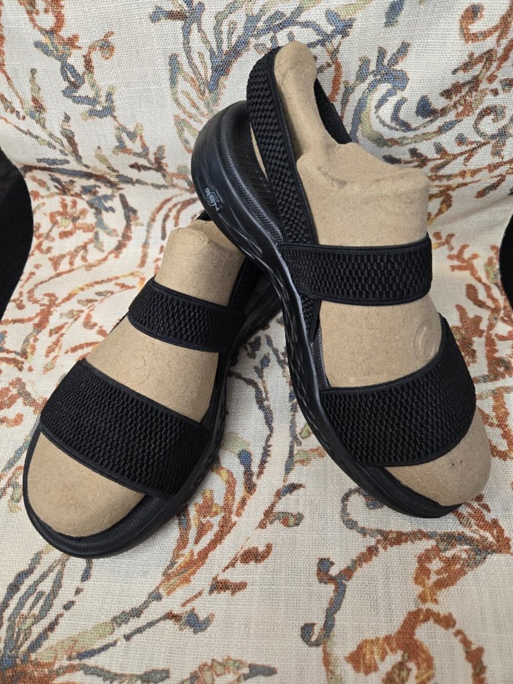 Skechers Black Goga Mat Stretch Sandals - Size 5